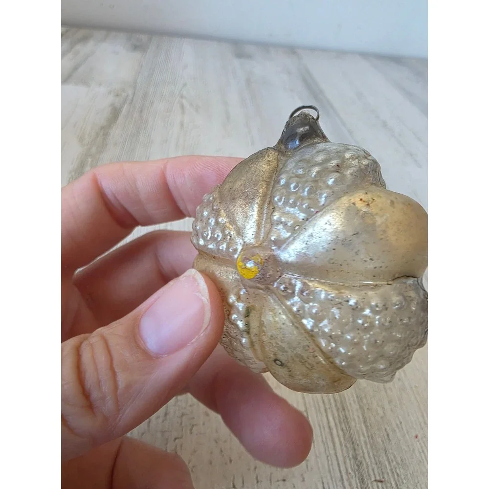 Antique AS IS Daisy mercury glass ornament Xmas tree